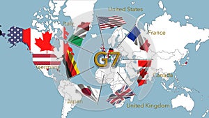 G7 Flags, the group of the seven major economically advanced states