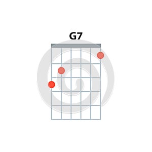 G7 guitar chord icon. Basic guitar chords vector isolated on white