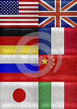 G8 Grunge Style Flags Pattern