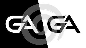 GA, AG Letter logo design on black and white background. photo
