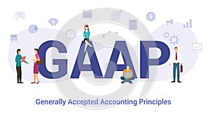 Gaap generally accepted accounting principles concept with big word or text and team people with modern flat style - vector