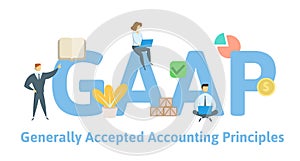GAAP, Generally Accepted Accounting Principles. Concept with keywords, letters and icons. Flat vector illustration