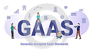 Gaas generally accepted audit standards concept concept with big word or text and team people with modern flat style - vector