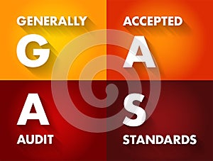 GAAS Generally Accepted Audit Standards - set of systematic guidelines used by auditors when conducting audits on companies\'