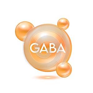 GABA acts as a neurotransmitter that helps send messages between the brain and nervous system. Molecule model orange isolated on