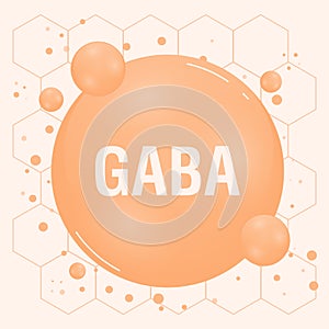 GABA Gamma-Aminobutyric acid. Molecule model orange isolated on white background. Medical scientific concept. Vector