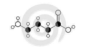 gaba molecule, structural chemical formula, ball-and-stick model, isolated image gamma-aminobutyric acid