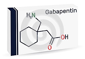 Gabapentin molecule. It is anticonvulsant medication, used to treat neuropathic pain and epilepsy. Skeletal chemical formula.