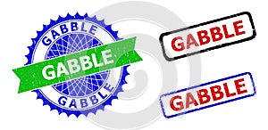 GABBLE Rosette and Rectangle Bicolor Watermarks with Grunged Surfaces