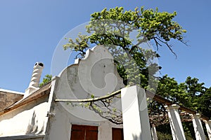 The gable of a 200 year old Cape Dutch farmhouse in the Western Cape