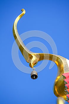 The Gable apex of temple on blue sky background