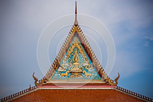 Gable art of Thai temple in Wat Bang Pla - Samut Sakhon, Thailand