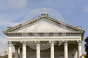 Gable on Cathedral facade, Chiavari , Italy