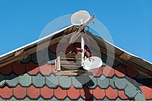 Gable end, commercial building in disrepair