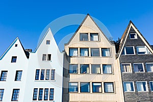 Gable fronts of houses in the historical old town of Cologne, Germany