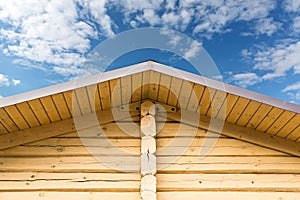 Gable of log cabin