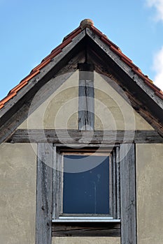 Gable of an old timbered house photo