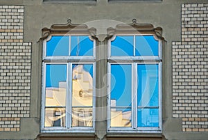 Gable reflected on windows