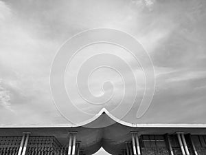 Gable roof architecture in Asia.black and white tone