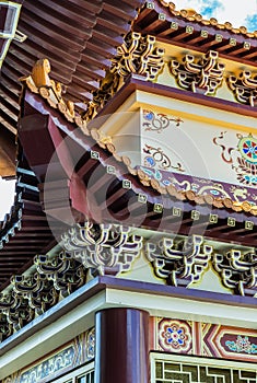 Gable roof architecture of Taiwanese temple-style at Fo Guang San Temple