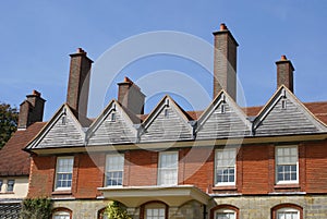 Gable roof with chimneys