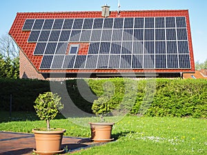 Gable roof with photovoltaics photo