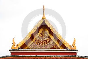 Gable roof on Thai temple in Wat Ratchanadda, Bangkok, Thailand