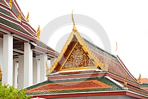 Gable roof on Thai temple in Wat Ratchanadda, Bangkok, Thailand