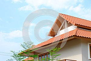 gable roof of tropical home