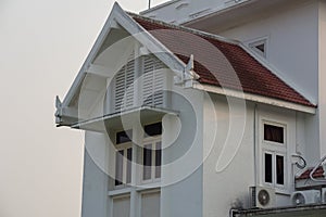 Gable roof window of over 60 years old first observatory and planetarium in Thailand photo