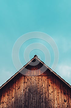 Gable shed roof and blue sky