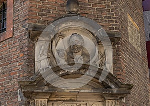 Gable stone for the Mason`s Guild, Waag Building, Amsterdam