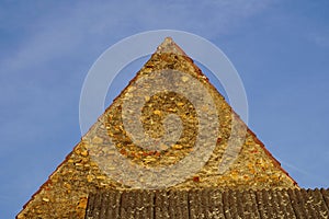 Gable of a very old barn.