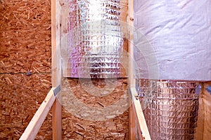 Gable View of Ongoing House Attic insulation Project with Heat a