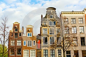 Gables of typical old buildings in Amsterdam, Netherlands