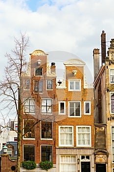 Gables of typical old buildings in Amsterdam, Netherlands