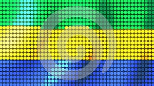 Gabon Flag background made of round particles. Seamless Animation 3D