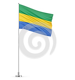 Gabon flag on a flagpole white background 3D illustration