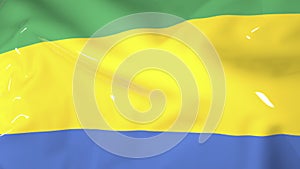 The Gabon Flag Flutters in the Wind. Animation 3d