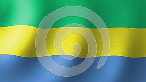 The Gabon Flag Flutters in the Wind. Seamless Animation 3D