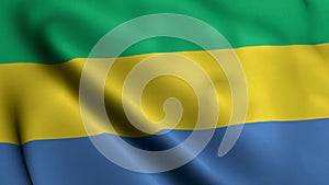 Gabon Flag. Waving Fabric Satin Texture of the Flag of Gabon 3D illustration.