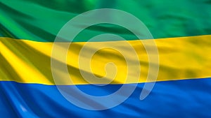 Gabon flag. Waving flag of Gabon 3d illustration