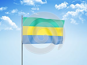 Gabon flag waving sky background 3D illustration