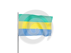 Gabon flag waving white background 3D illustration