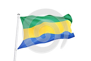 Gabon flag waving white background 3D illustration