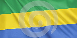 Gabon flag waving with the wind.