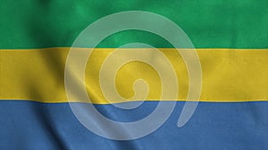 Gabon flag waving in the wind. National flag of Gabon. 3d rendering