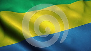 Gabon flag waving in the wind. National flag of Gabon. Sign of Gabon. 3d illustration