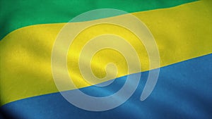 Gabon flag waving in the wind. National flag of Gabon. Sign of Gabon. 3d rendering