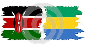 Gabon and Kenya grunge flags connection vector